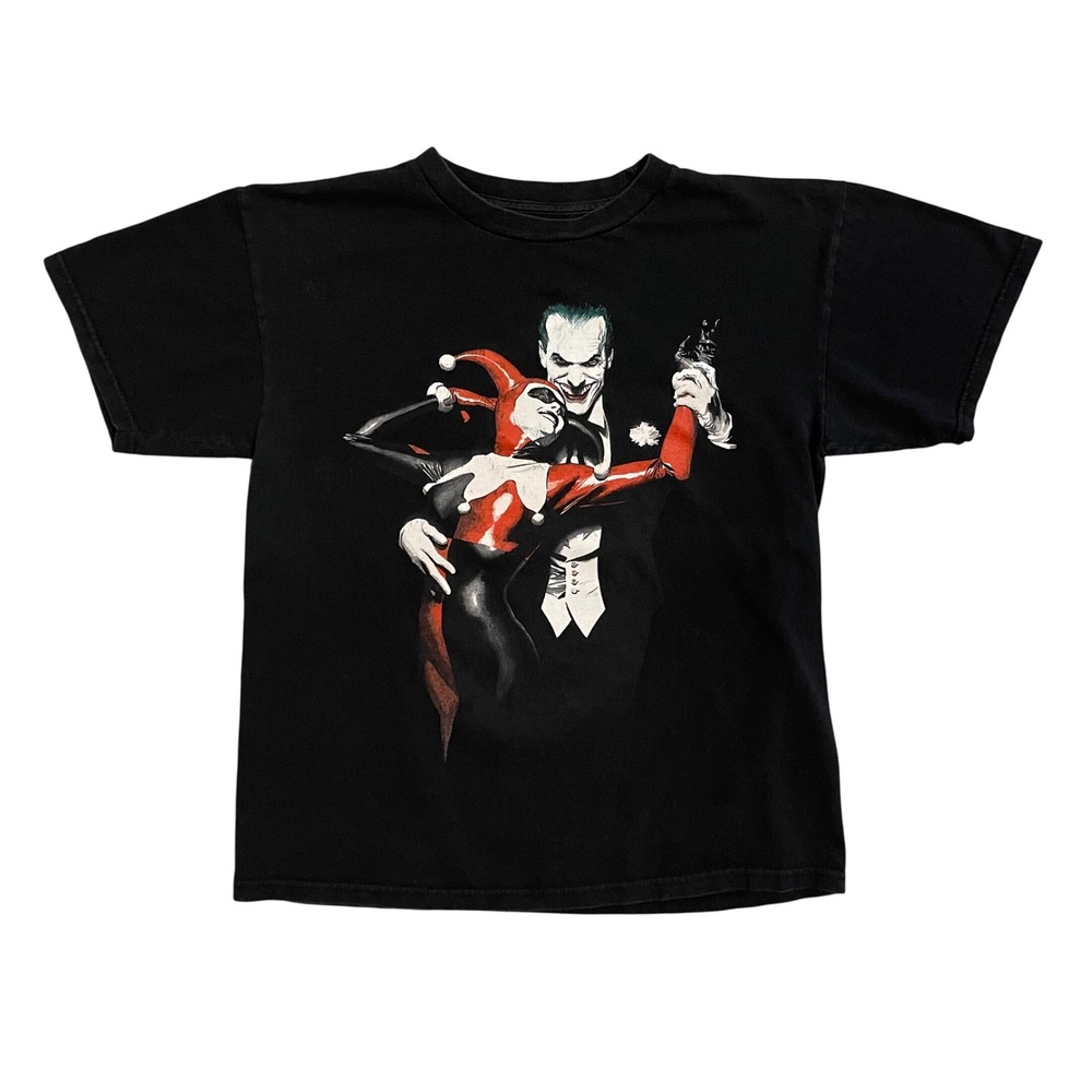 DC Comics Joker Harley Quinn Alex Ross Tango Graphic T-Shirt Black Mens Medium